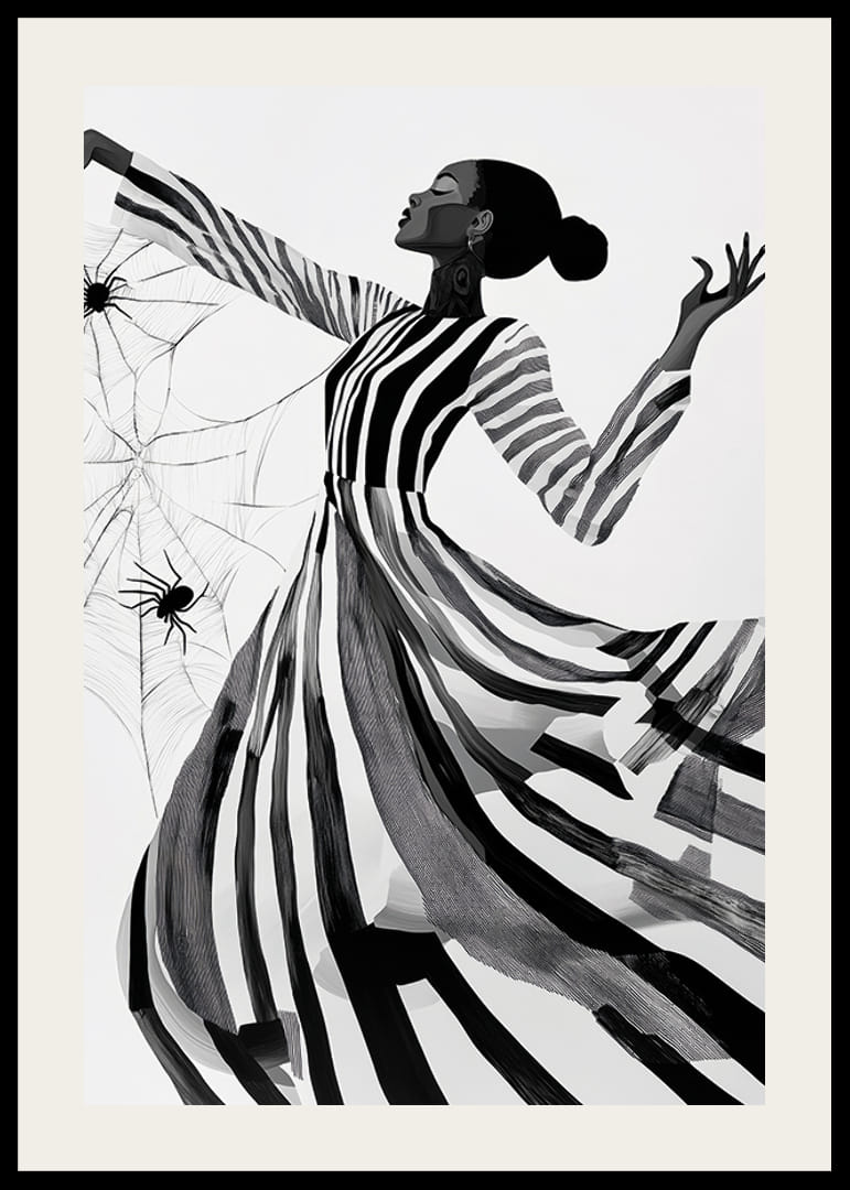 Elegance dances in black and white lines with the mystery of the spider web-12