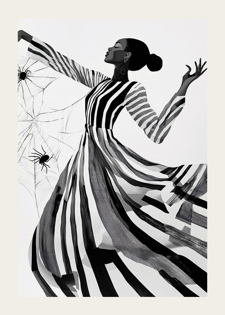 Elegance dances in black and white lines with the mystery of the spider web-12