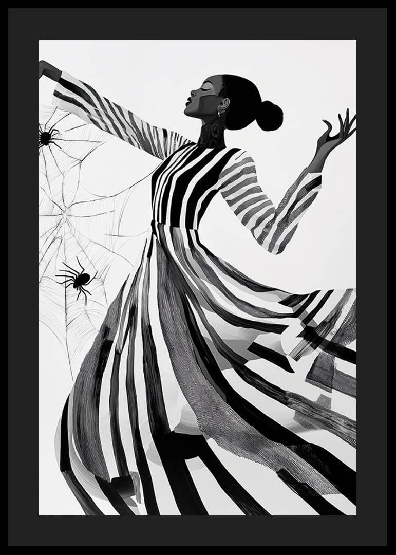 Elegance dances in black and white lines with the mystery of the spider web-12