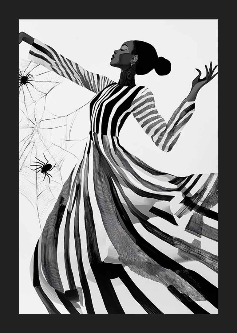Elegance dances in black and white lines with the mystery of the spider web-12