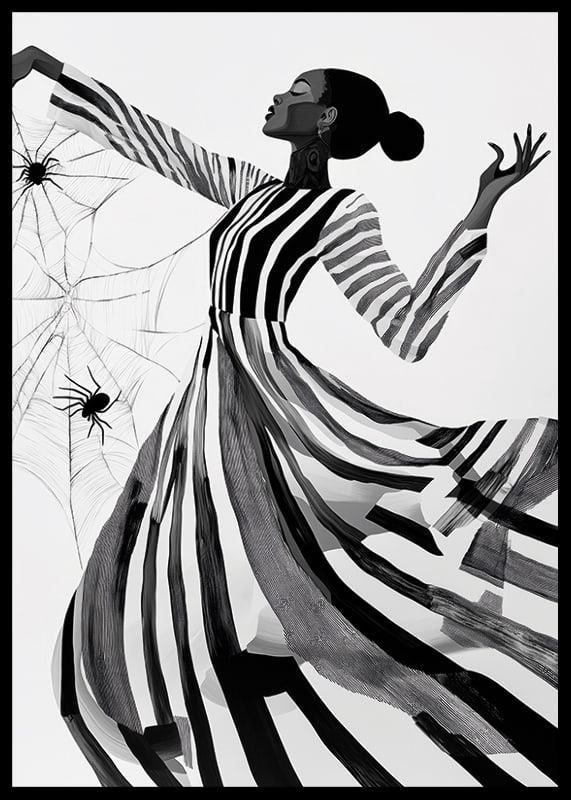 Elegance dances in black and white lines with the mystery of the spider web-12
