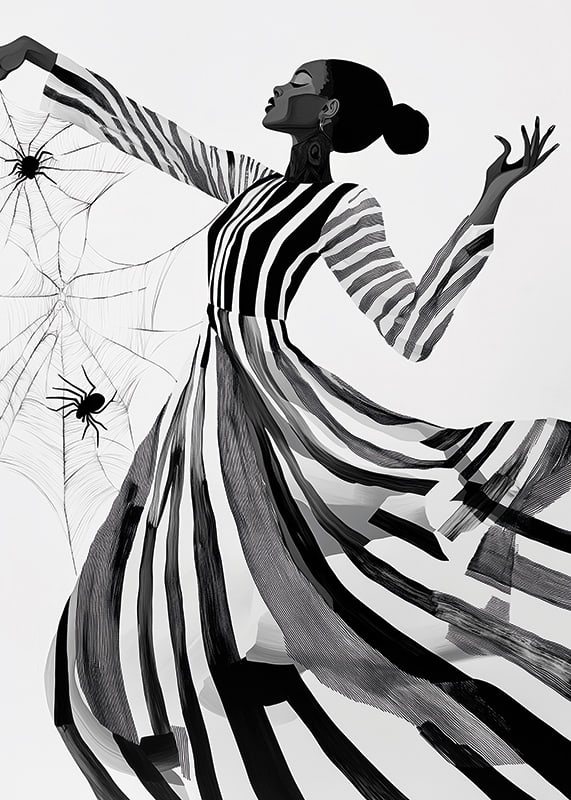 Elegance dances in black and white lines with the mystery of the spider web-12