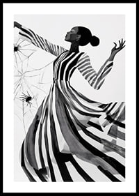 Elegance dances in black and white lines with the mystery of the spider web-0