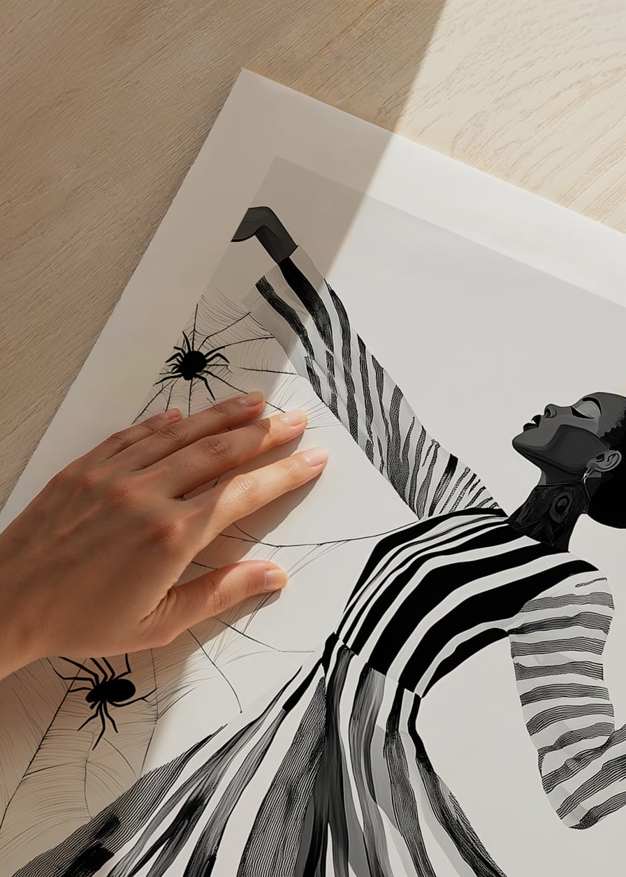 Elegance dances in black and white lines with the mystery of the spider web-12