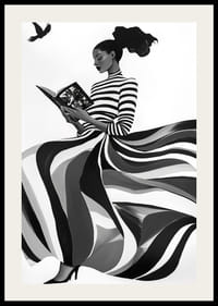 En kvinna i randig klänning fångar tidlös skönhet-2