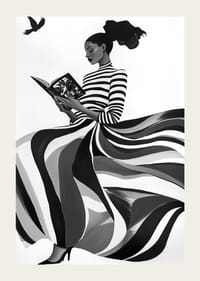 En kvinna i randig klänning fångar tidlös skönhet-3