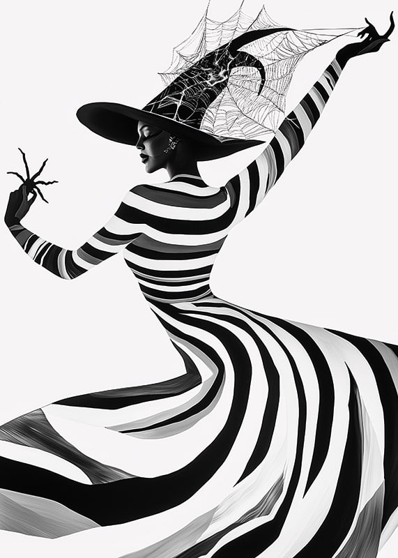 A captivating silhouette with suggestive stripes and playful magic-12