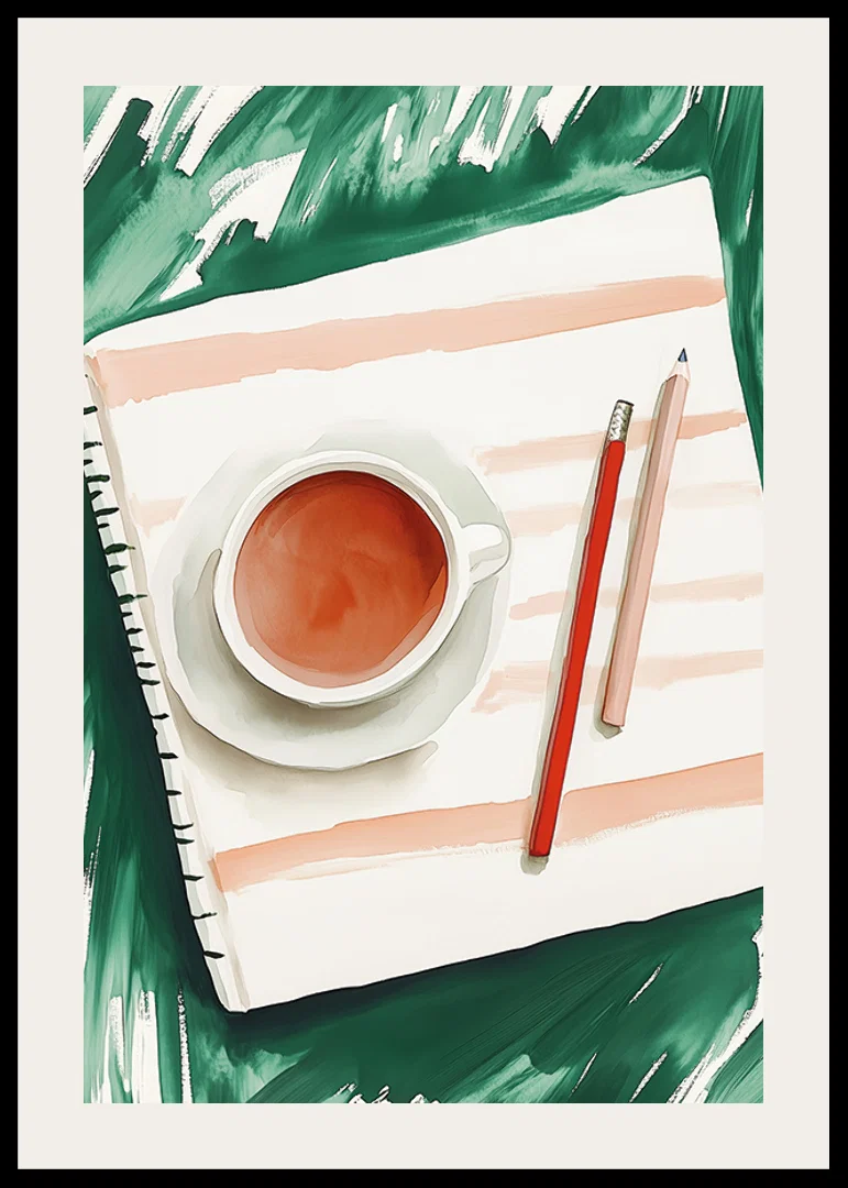 A harmonious moment with tea and creative expression on paper-12