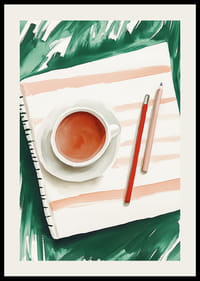 A harmonious moment with tea and creative expression on paper-2