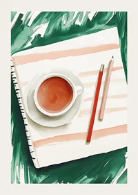 A harmonious moment with tea and creative expression on paper-3