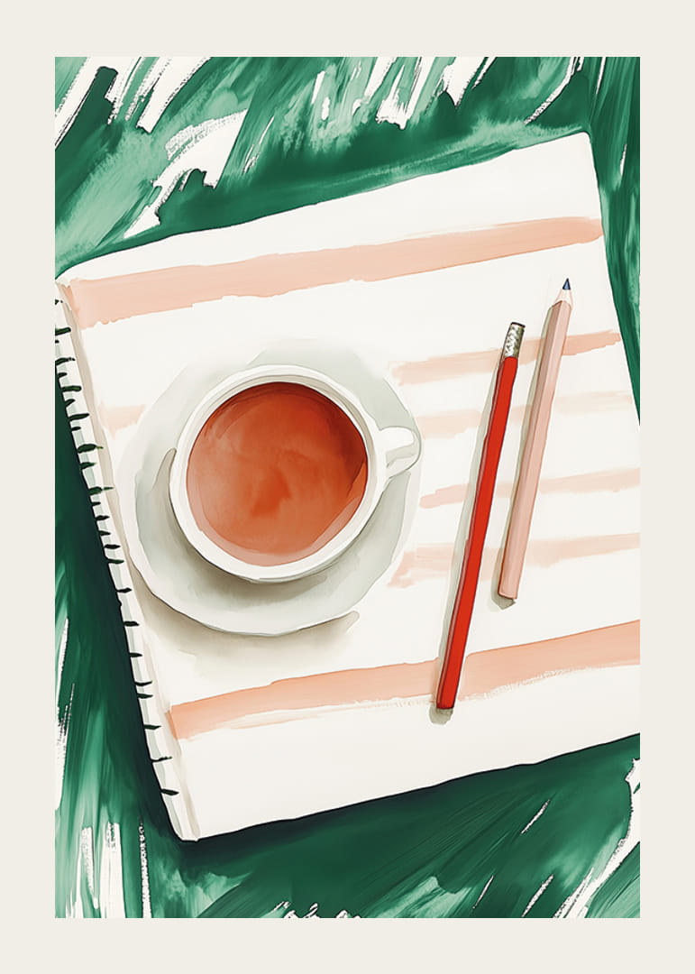 A harmonious moment with tea and creative expression on paper-12