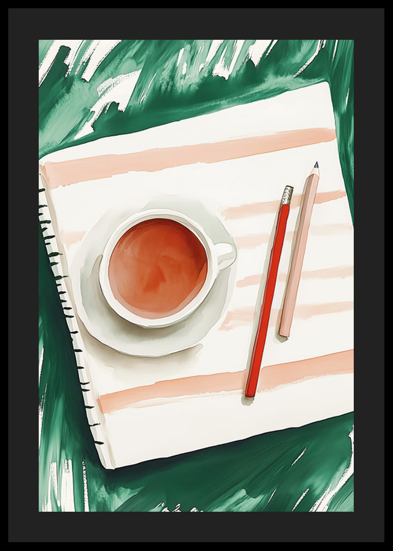 A harmonious moment with tea and creative expression on paper-12