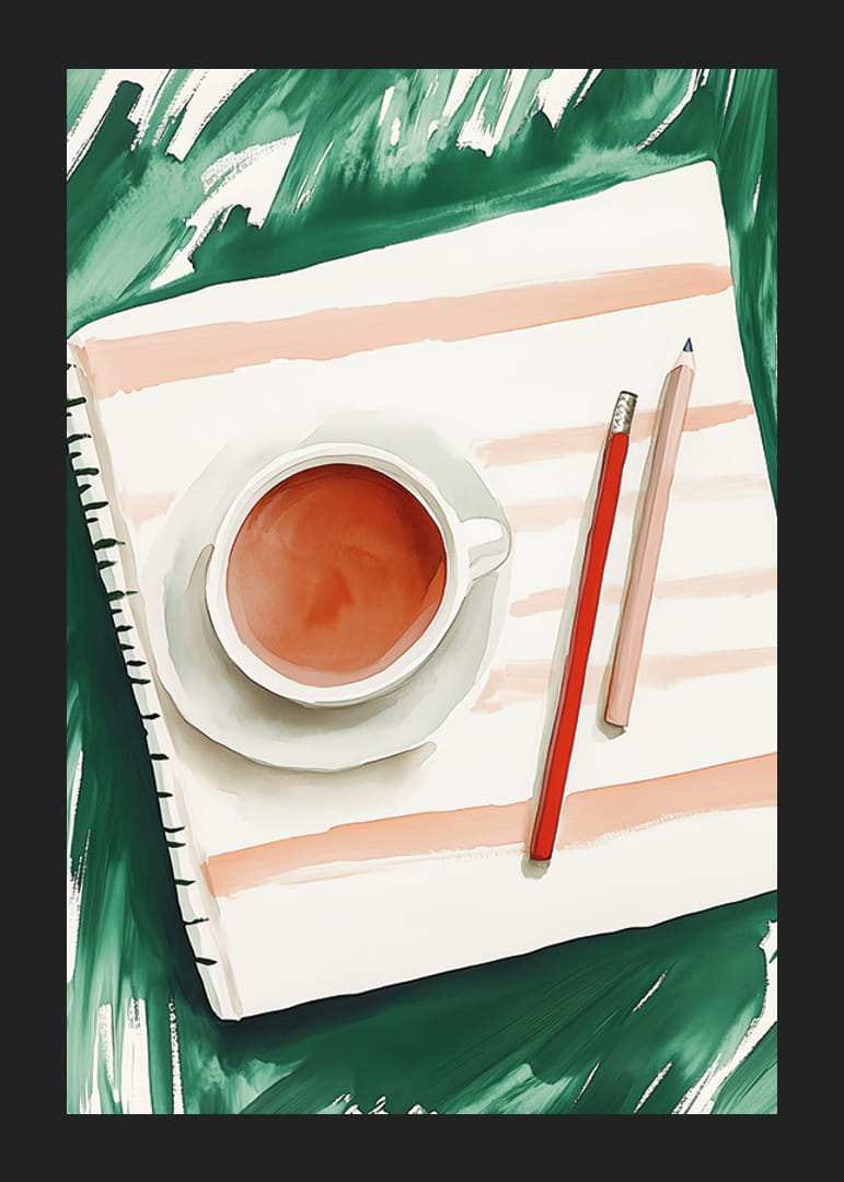 A harmonious moment with tea and creative expression on paper-12