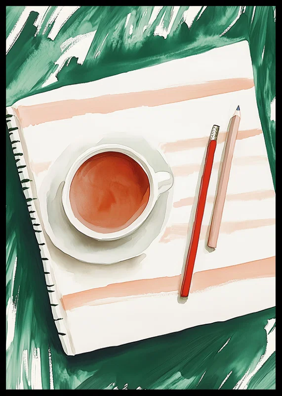 A harmonious moment with tea and creative expression on paper-12