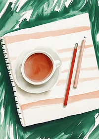 A harmonious moment with tea and creative expression on paper-7