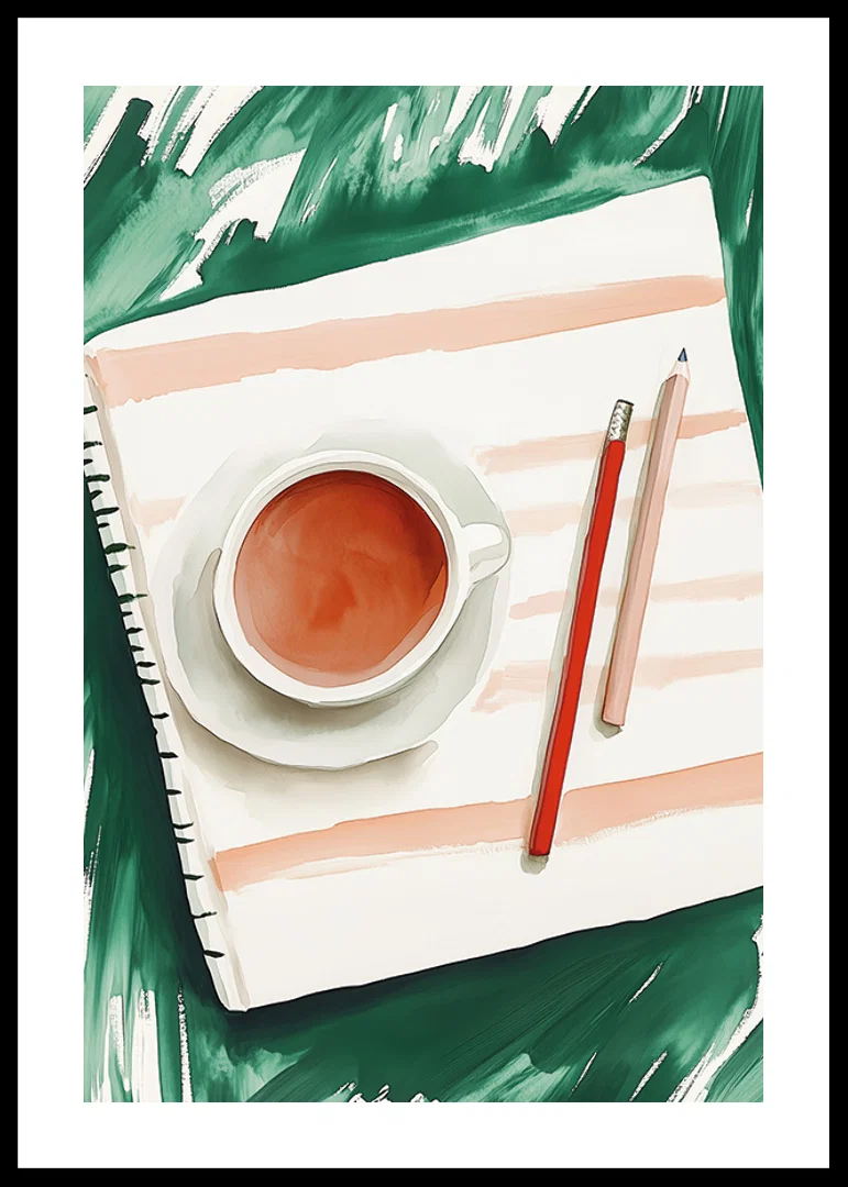 A harmonious moment with tea and creative expression on paper-12