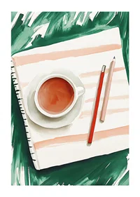 A harmonious moment with tea and creative expression on paper-1