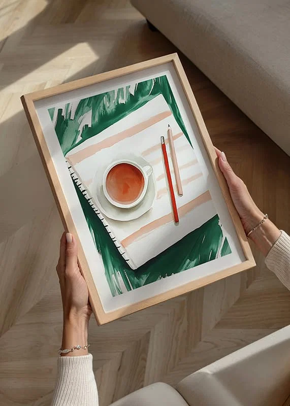 A harmonious moment with tea and creative expression on paper-12