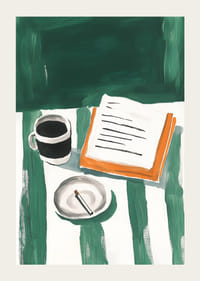 Una pausa para el café tranquila capturada en pinceladas artísticas-3