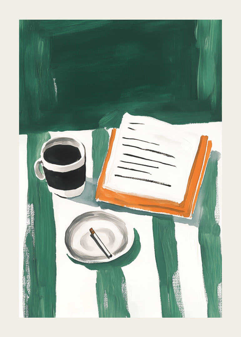 Una pausa para el café tranquila capturada en pinceladas artísticas-12