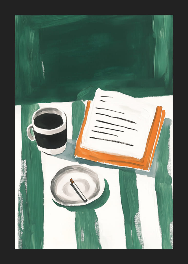 Una pausa para el café tranquila capturada en pinceladas artísticas-12