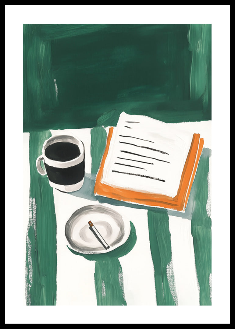 A quiet coffee break captured in artistic brushstrokes-12