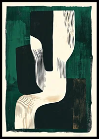 Dynamic shapes in green and black create visual harmony-0