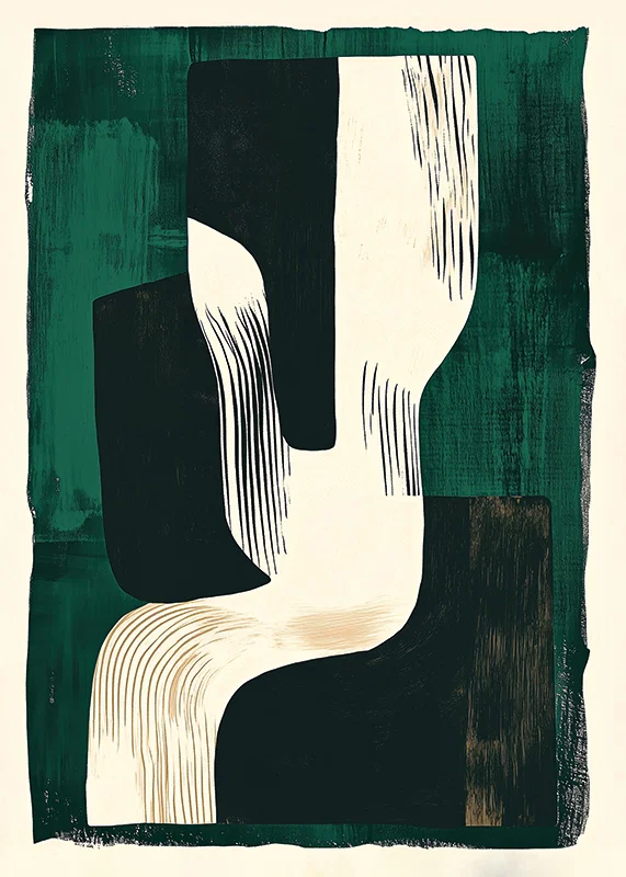 Dynamic shapes in green and black create visual harmony-12