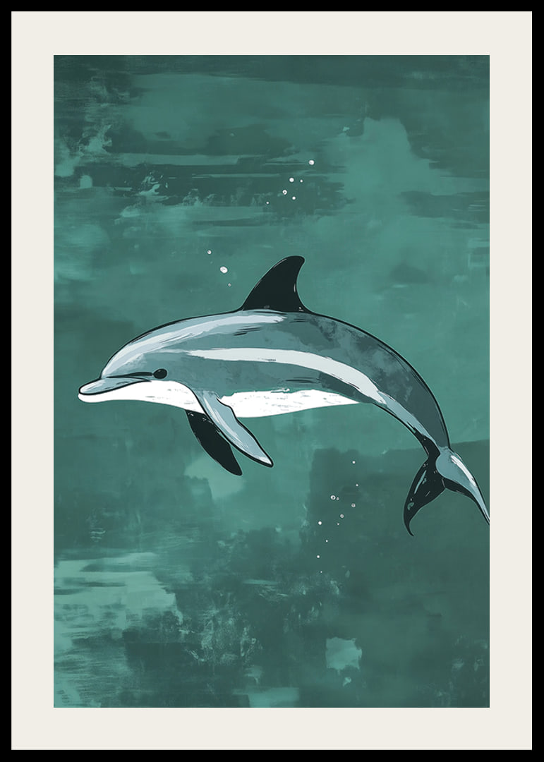 En delfin svävar graciöst i ett turkost hav-12