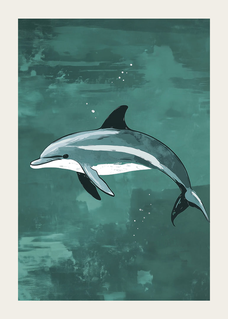 En delfin svävar graciöst i ett turkost hav-12