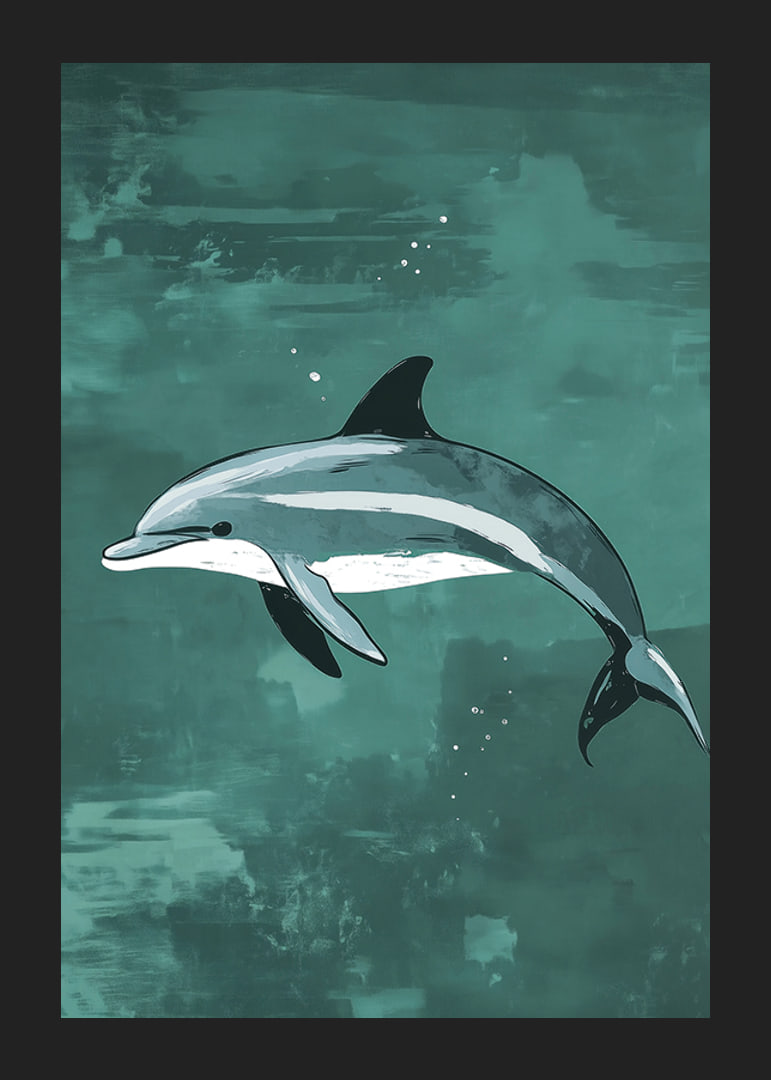En delfin svävar graciöst i ett turkost hav-12