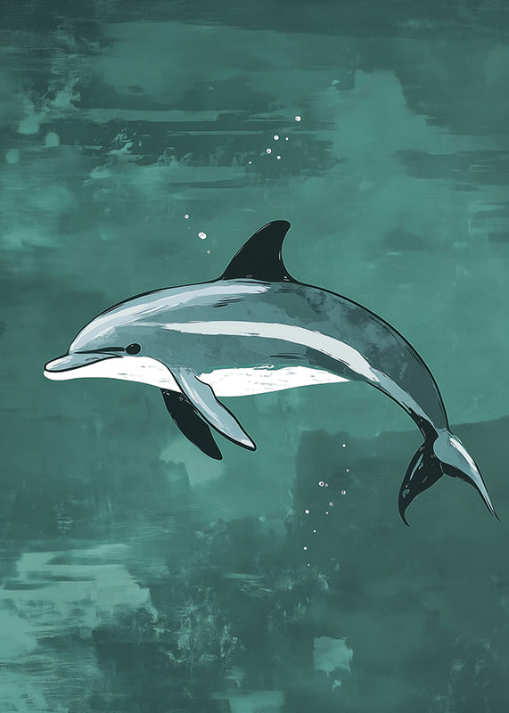 En delfin svävar graciöst i ett turkost hav-12