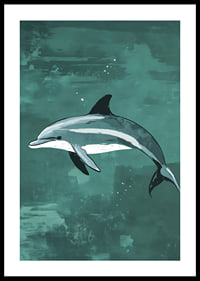 En delfin svävar graciöst i ett turkost hav-0