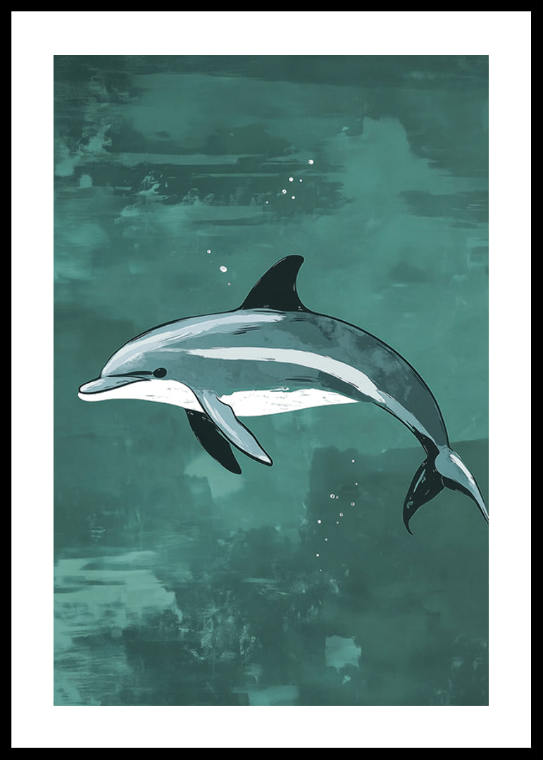 En delfin svävar graciöst i ett turkost hav-12