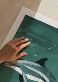 En delfin svävar graciöst i ett turkost hav-9