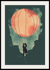 A romantic silhouette in the glow of a glowing hot air balloon-2