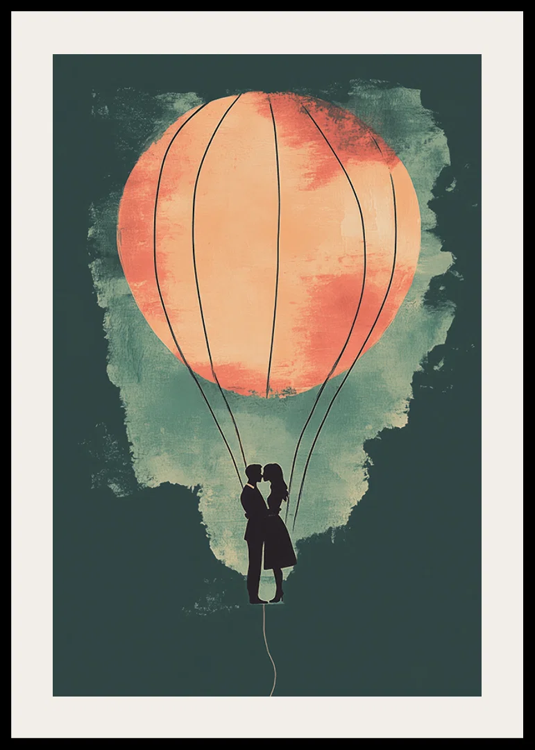 A romantic silhouette in the glow of a glowing hot air balloon-12