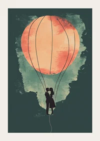 A romantic silhouette in the glow of a glowing hot air balloon-3