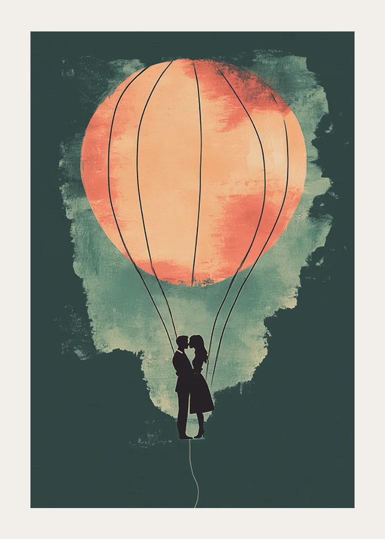 A romantic silhouette in the glow of a glowing hot air balloon-12