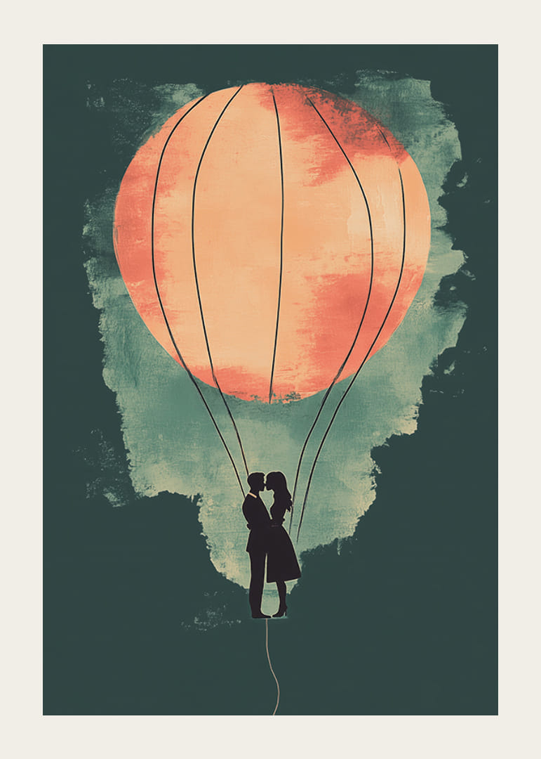 Romantická silueta v žiare žiariaceho teplovzdušného balóna-12