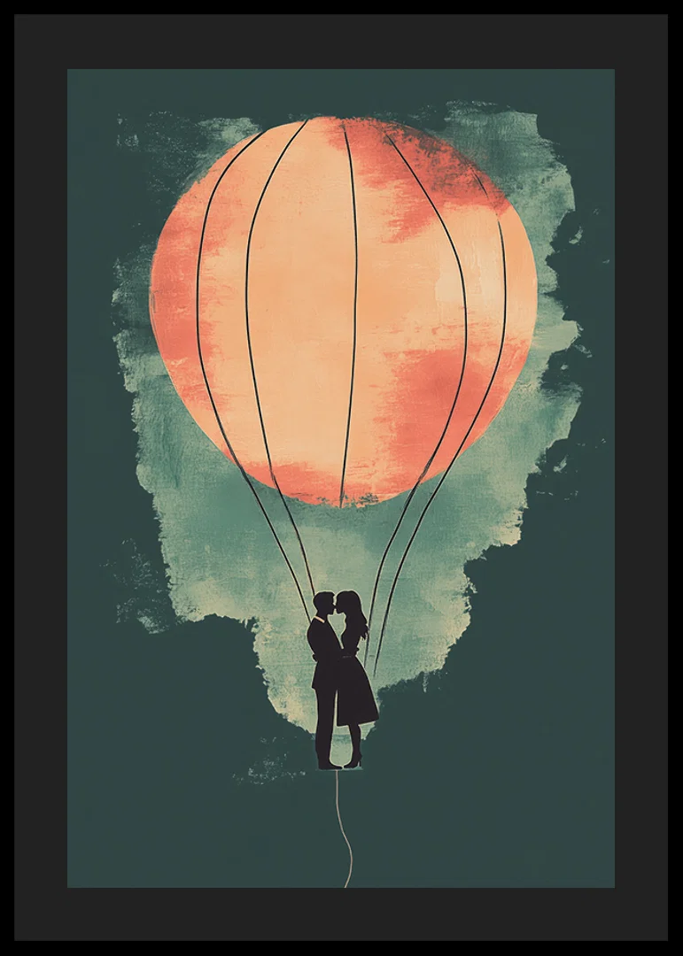 A romantic silhouette in the glow of a glowing hot air balloon-12