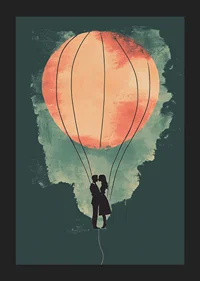 A romantic silhouette in the glow of a glowing hot air balloon-5