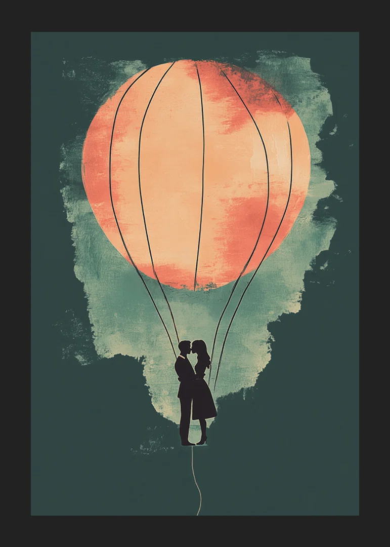 A romantic silhouette in the glow of a glowing hot air balloon-12