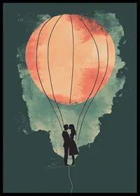 A romantic silhouette in the glow of a glowing hot air balloon-6