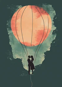 A romantic silhouette in the glow of a glowing hot air balloon-7