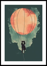 A romantic silhouette in the glow of a glowing hot air balloon-0