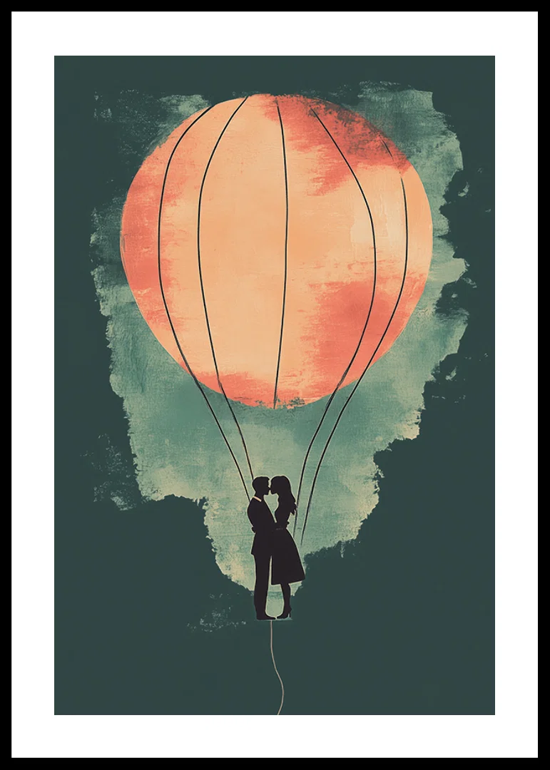 A romantic silhouette in the glow of a glowing hot air balloon-12