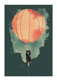 A romantic silhouette in the glow of a glowing hot air balloon-1