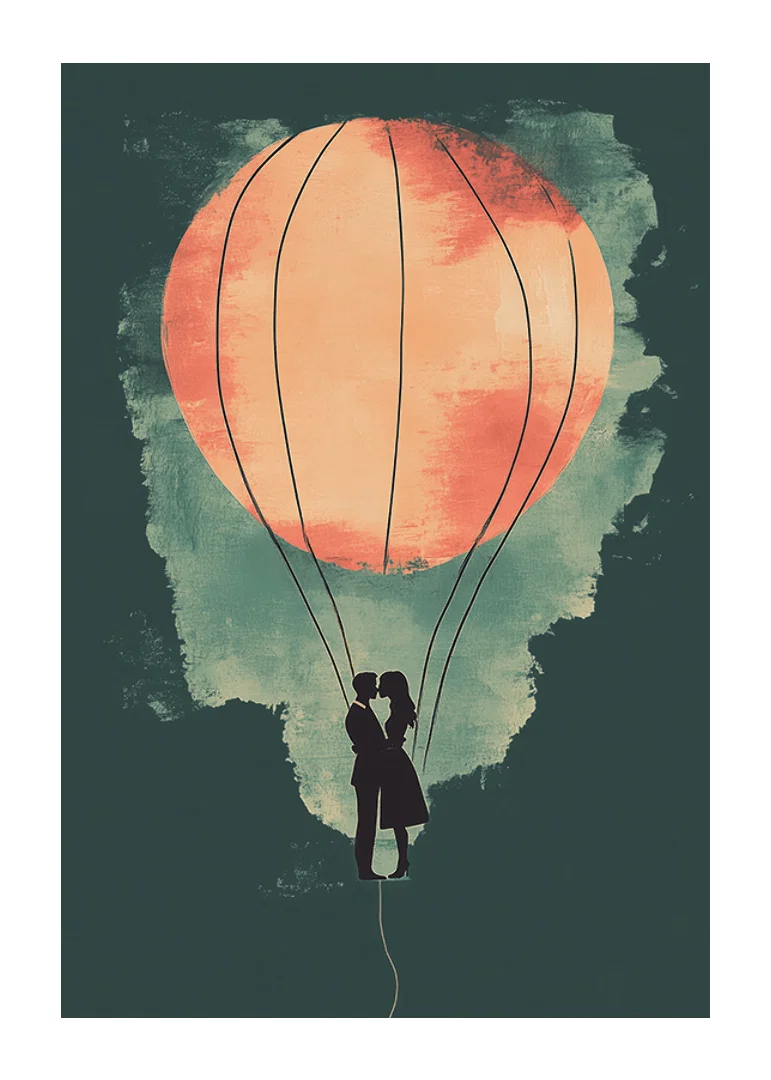A romantic silhouette in the glow of a glowing hot air balloon-12