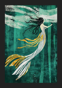 Egy álmodozó sellő lebeg a mélyzöld vízben-5